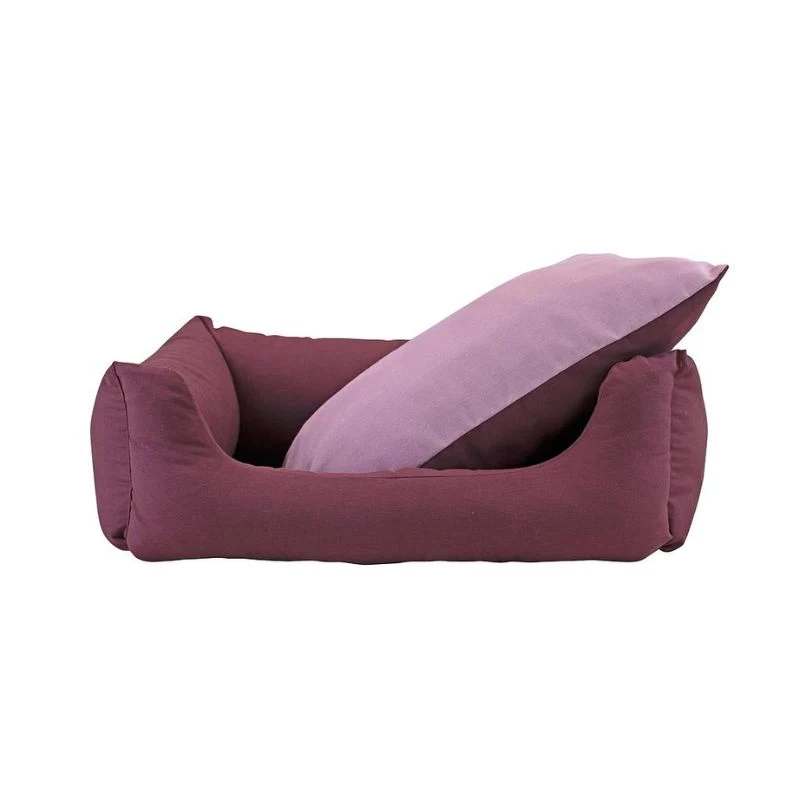 CAMA PERROS OXFORD BURDEOS MALVA YAGU 120 X 96 X 32 CM