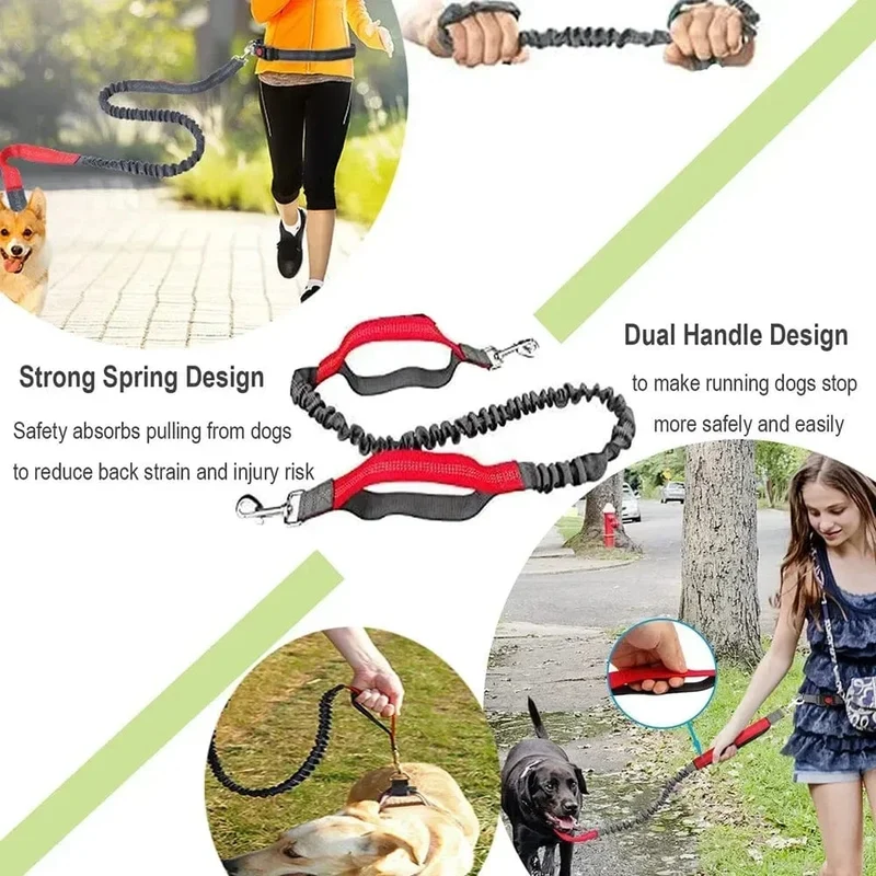 Laisse pour chien rétractable et ajustable, mains libres