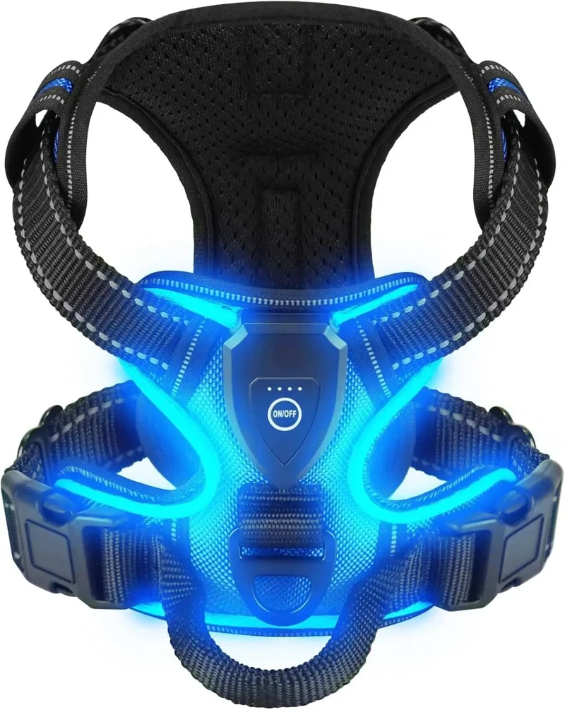 Harnais pour chien lumineux et sécurisé
