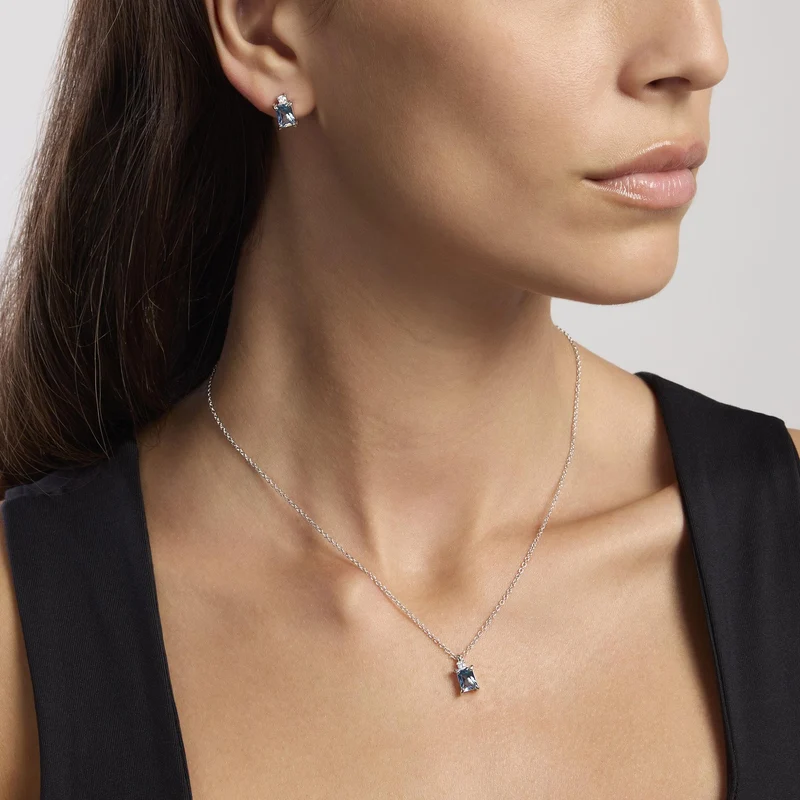 Collar gargantilla Mabina plateada con aguamarina sintética LATIDO 553648