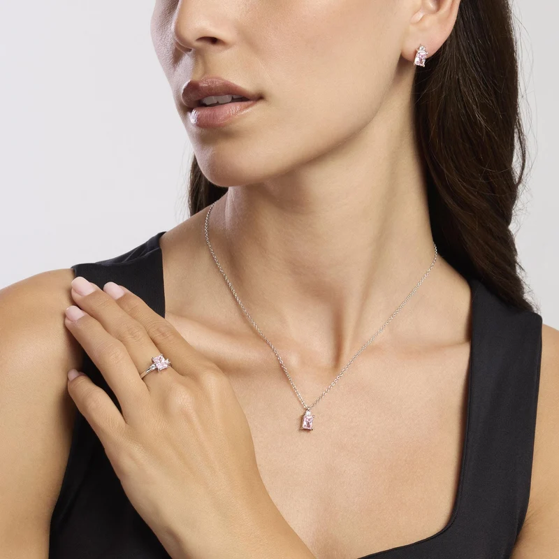 Colla Mabiana plateada con circonita rosaLATIDO 553649