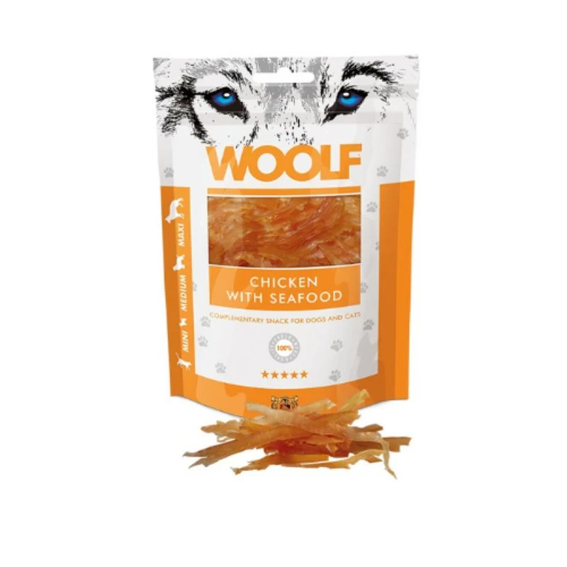 SNACK WOOLF BOCADITOS DE POLLO Y MARISCO 10 X 100 G