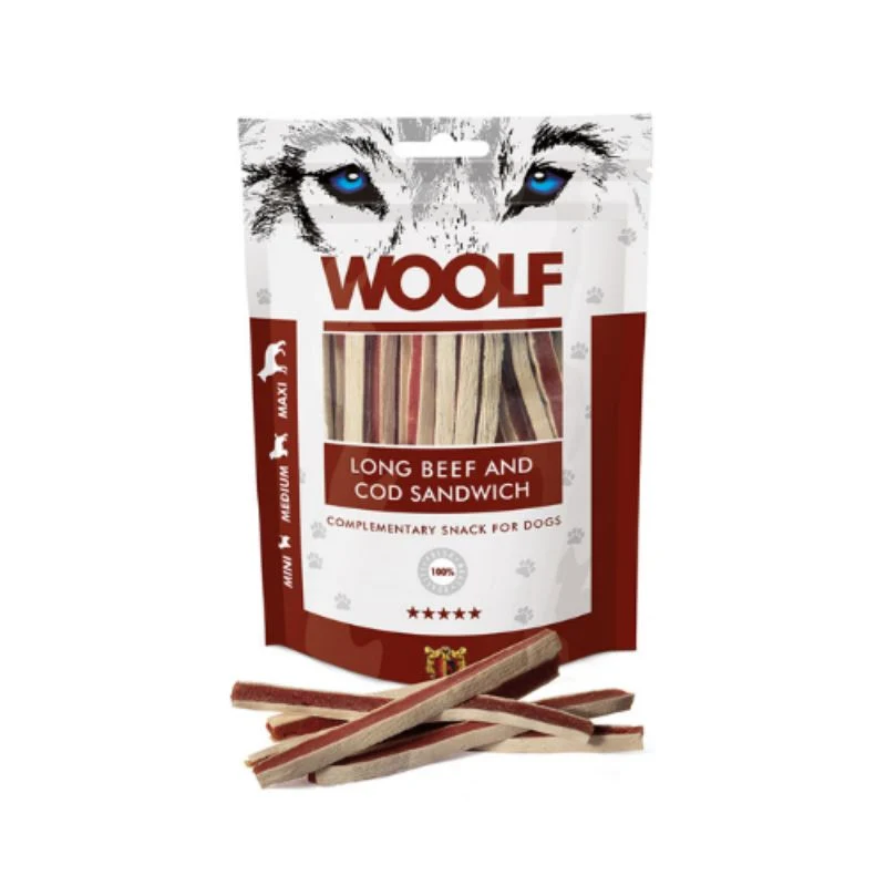 SNACK WOOLF SANDWICH DE TERNERA Y BACALAO 10 X 100 G
