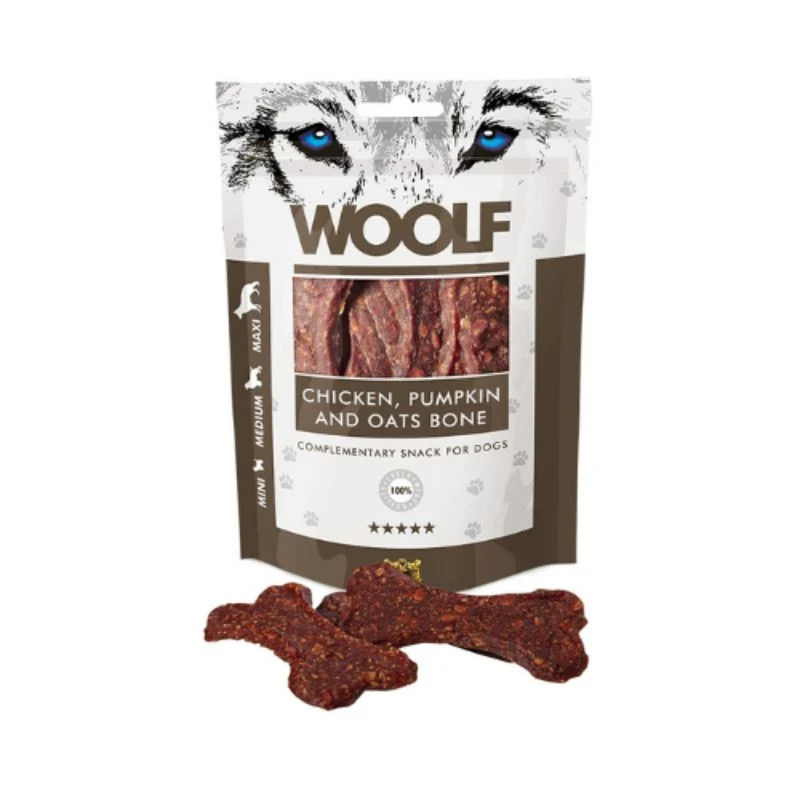 SNACK WOOLF HUESO DE POLLO CALABAZA Y AVENA 10 X 100 G