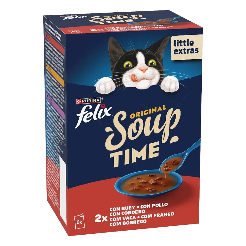 Felix Soup Time Original Sopa Carne Comida Húmeda para Gatos