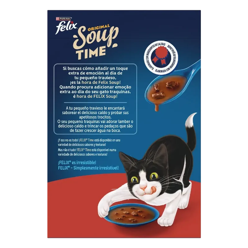 Felix Soup Time Original Sopa Carne Comida Húmeda para Gatos