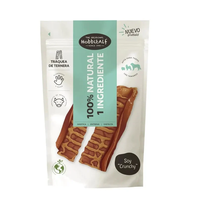 Hobbitalf Tráquea de Ternera 100 g - Snack Natural para Perros