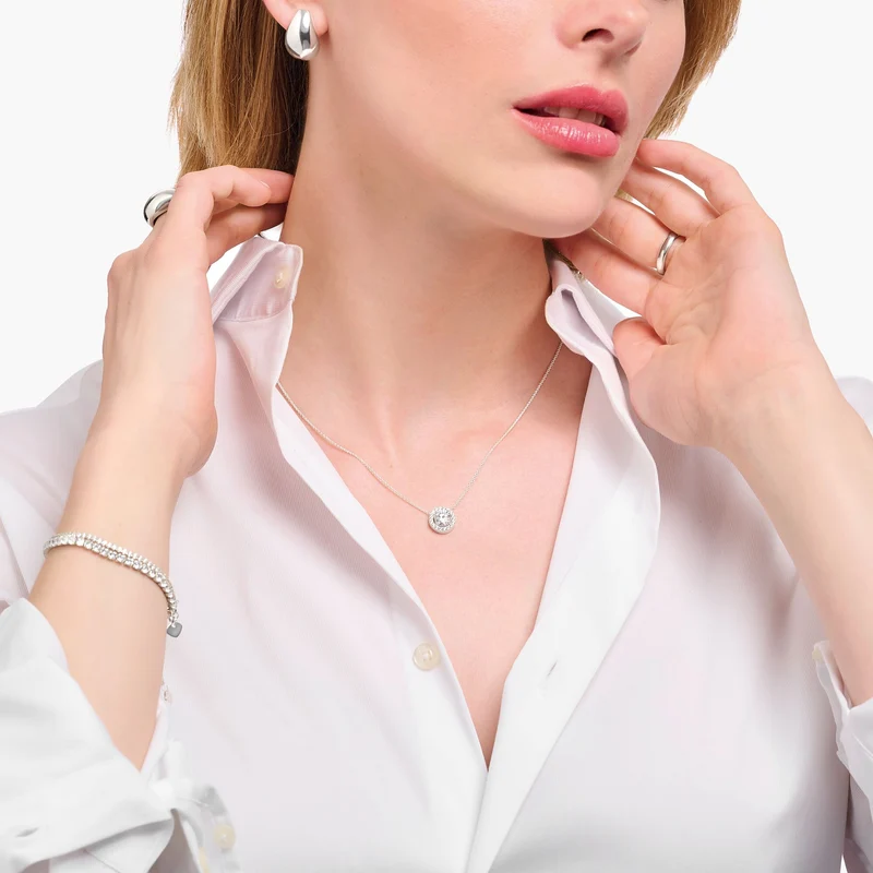 Cadena Thomas Sabo de plata con halo pedante con circonita blanca KE2279-051-14