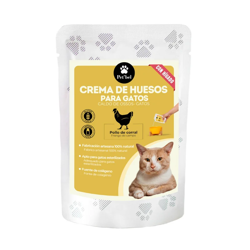 CREMA DE CALDO DE POLLO DE CORRAL PARA GATOS ECO PET'BEL 20X100 ML