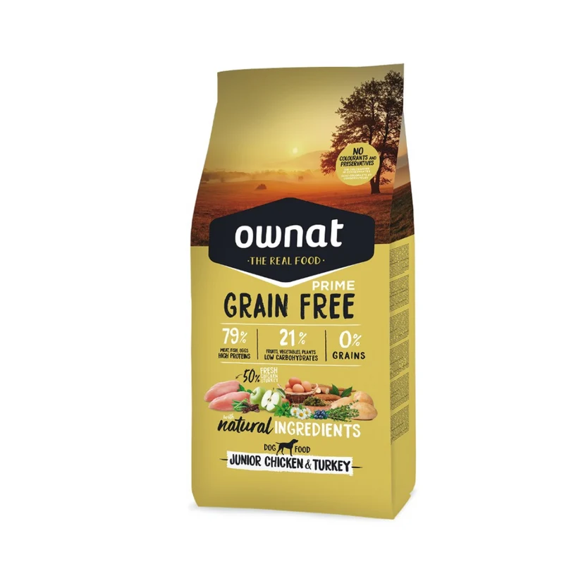 OWNAT PERROS GRAIN FREE PRIME JUNIOR POLLO Y PAVO 12 KG