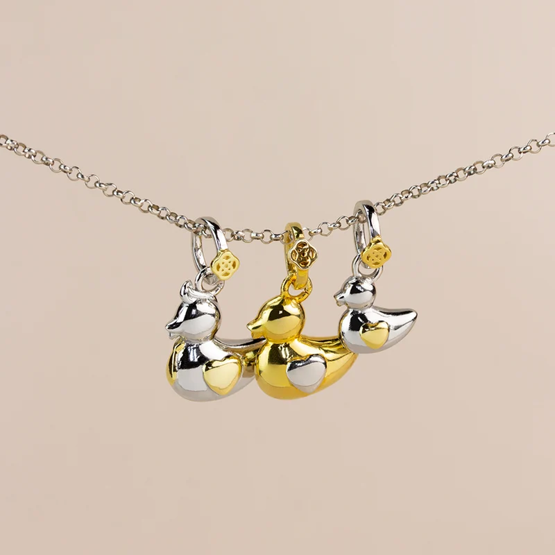 Colgante Familia Patos de Plata 925 con Nombres