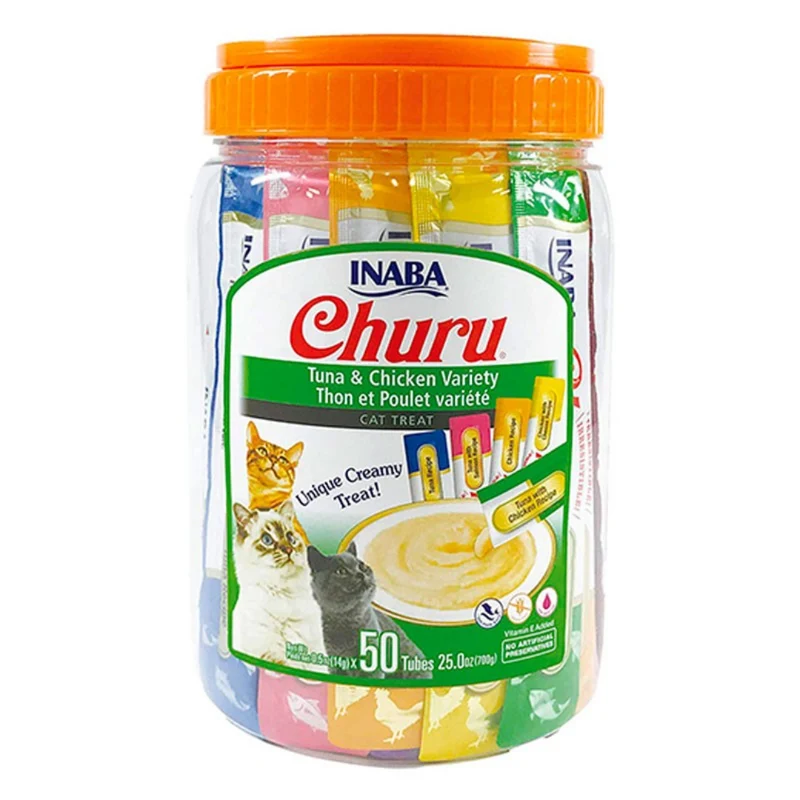 CHURU PARA GATOS 50 UNIDADES ATUN Y POLLO