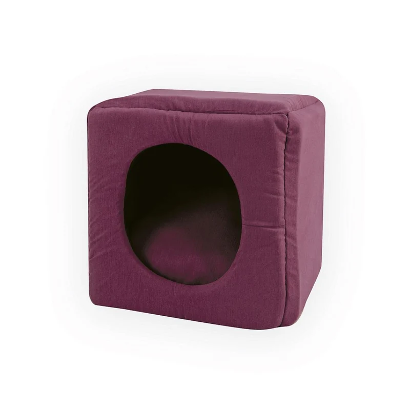 CAMA CUBO PERROS Y GATOS BURDEOS YAGU 33 x 33 x 33 CM