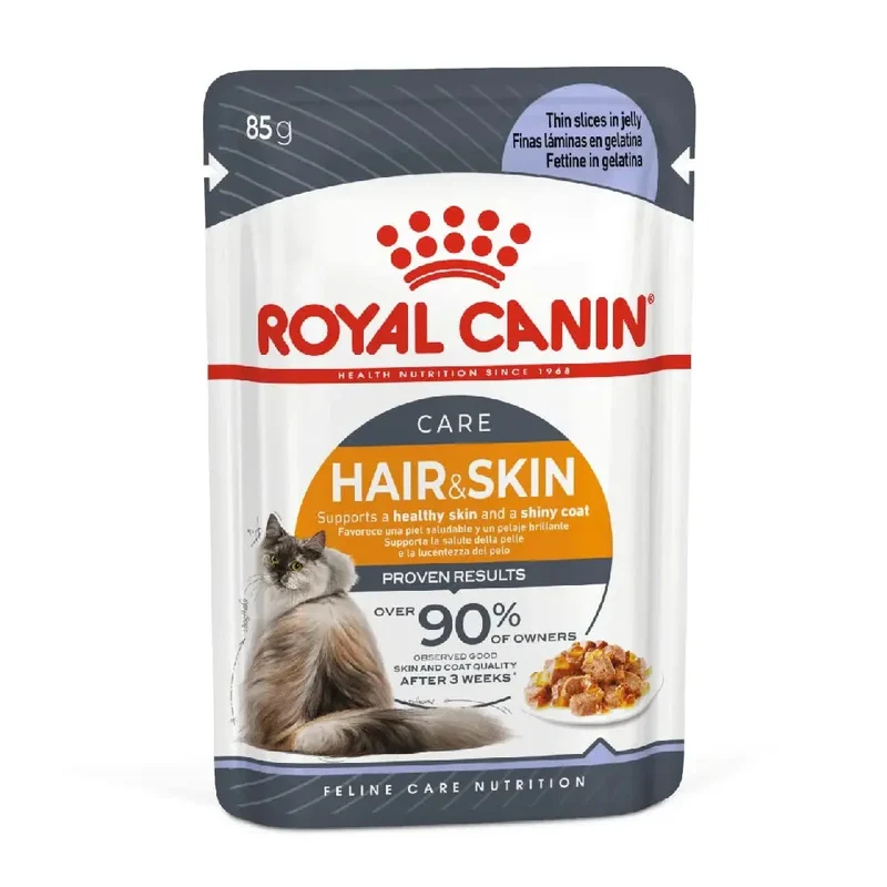 Royal Canin Hair & Skin Finas Láminas en Gelatina 85 g Comida Húmeda para Gatos