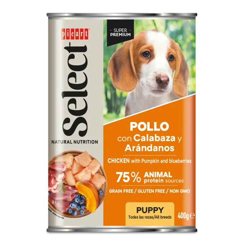 Picart Select Puppy Junior Pollo con Calabaza Lata Comida Húmeda para Cachorros