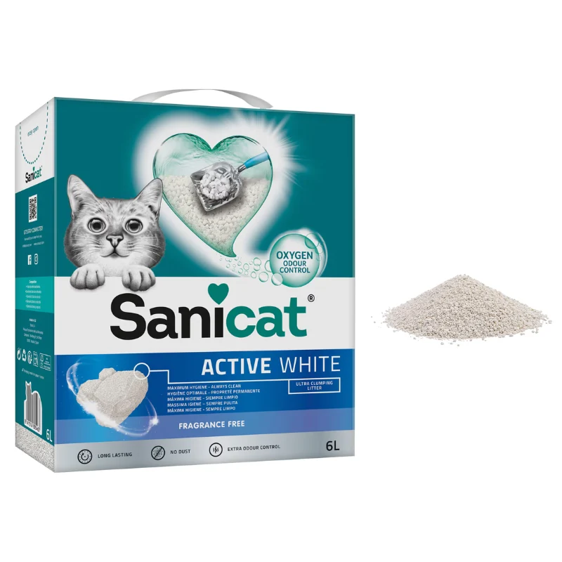 ARENA AGLOMERANTE SANICAT GATOS ACTIVE WHITE 3 x 6 L