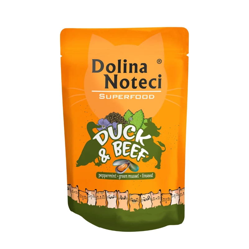 COMIDA HUMEDA GATOS DOLINA NOTECI PATO Y TERNERA 6X85 GRAMOS