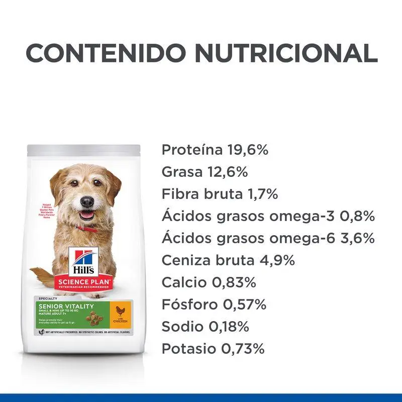Hill'S Science Plan Mature Adult 7+ Senior Vitality Small y Mini Pollo 1,5 kg Alimento para Perros