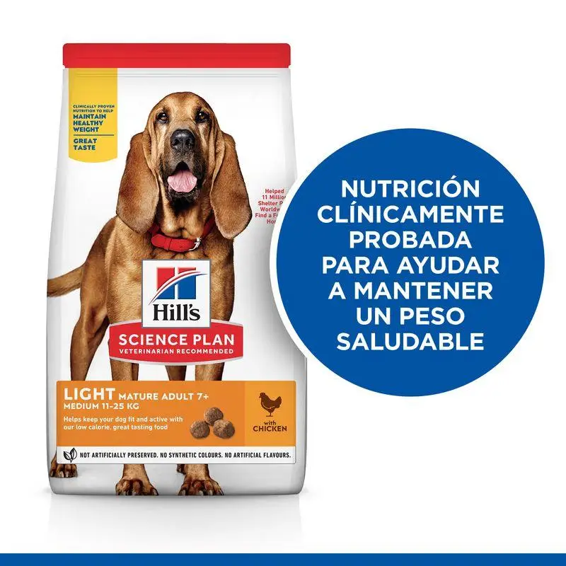 Hill'S Science Plan Mature Adult 7+ Light Medium Pollo 14 kg Alimento para Perros
