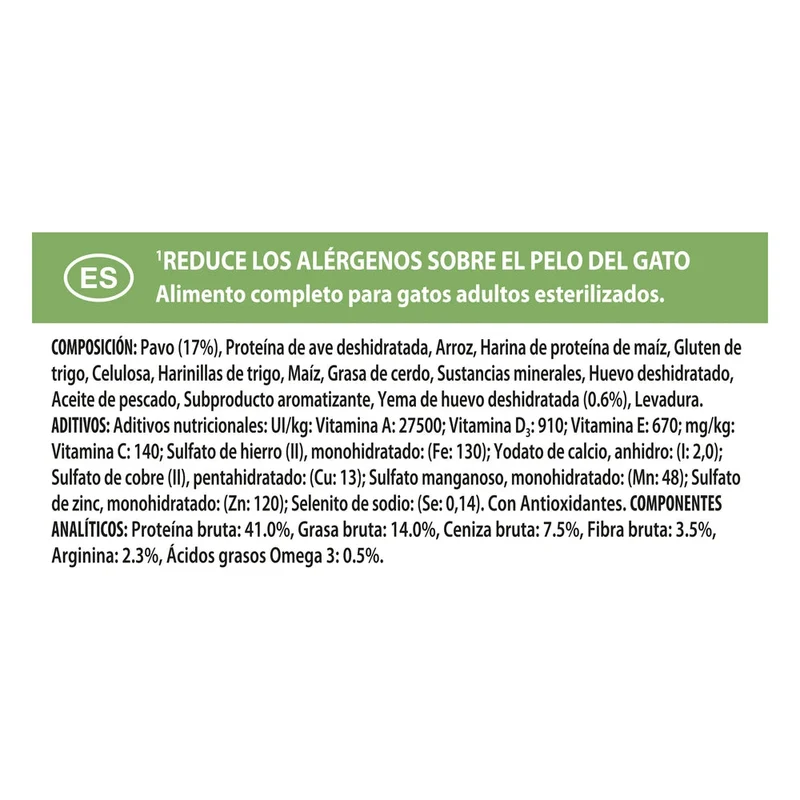 Pro Plan LiveClear Sterilised Adult Pavo Pienso Reduce Alérgenos sobre el Pelo del Gato