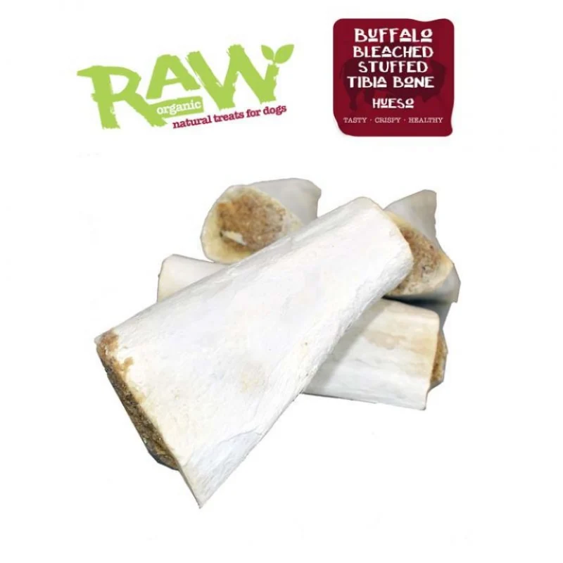 SNACK NATURAL PERROS HUESO DE TIBIA BUFALO RELLENO BLANQUEADO 10 UNIDADES FRESH RAW