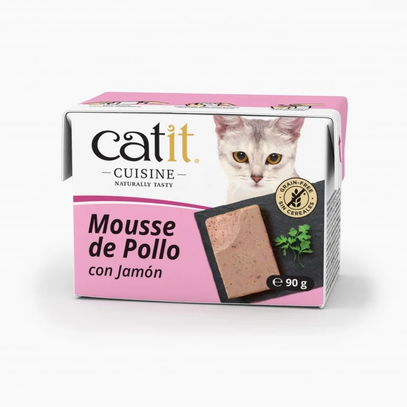 MOUSSE CATIT CUISINE PARA GATOS POLLO CON JAMON 12 X 90 G