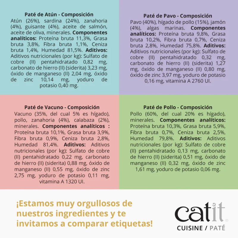 PATE CATIT CUISINE PARA GATOS VACUNO CON ZANAHORIAS 12 X 95 G