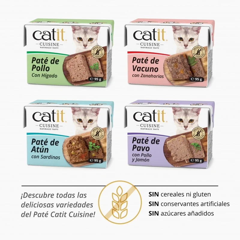 PATE CATIT CUISINE PARA GATOS VACUNO CON ZANAHORIAS 12 X 95 G