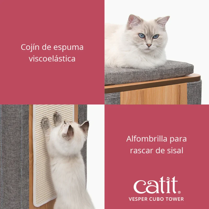 ARBOL RASCADOR GATOS CATIT VESPER CUBO TOWER PIEDRA
