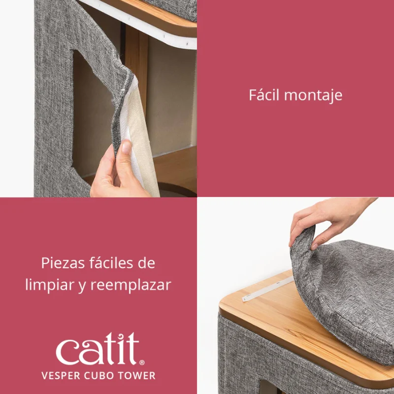 ARBOL RASCADOR GATOS CATIT VESPER CUBO TOWER PIEDRA