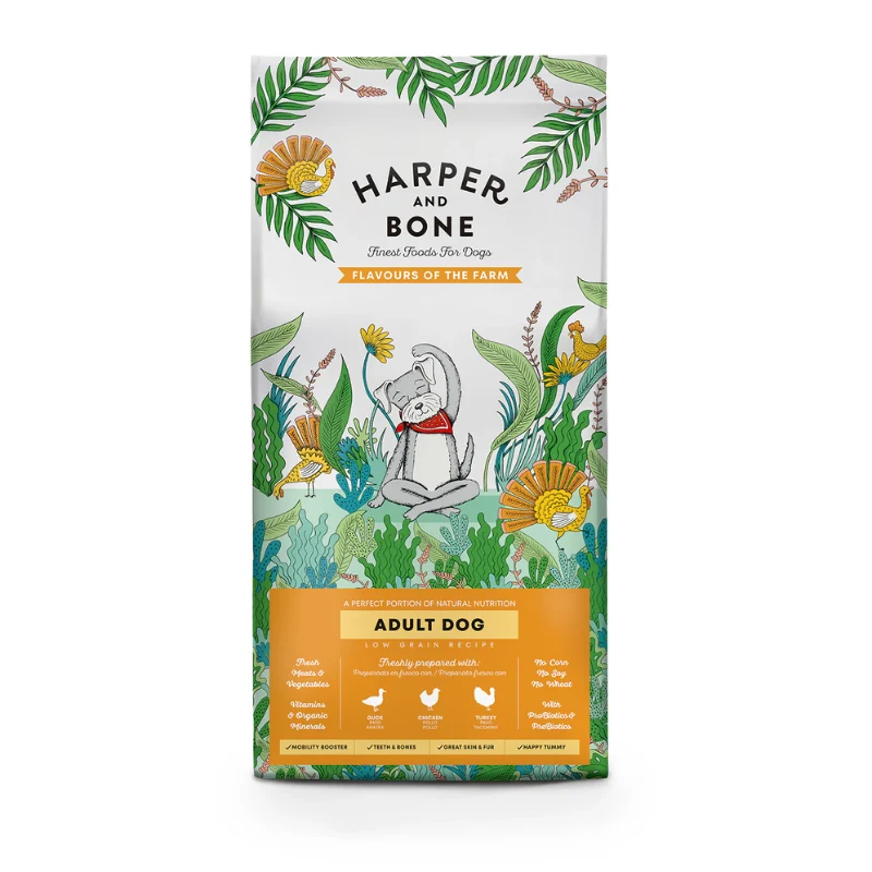 HARPER AND BONE PERROS ADULTOS FLAVOURS OF THE FARM LOW GRAIN 12 KG
