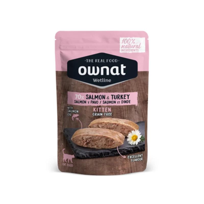 OWNAT COMIDA HUMEDA GATOS KITTEN SALMON Y PAVO GRAIN FREE 12 X 85 G
