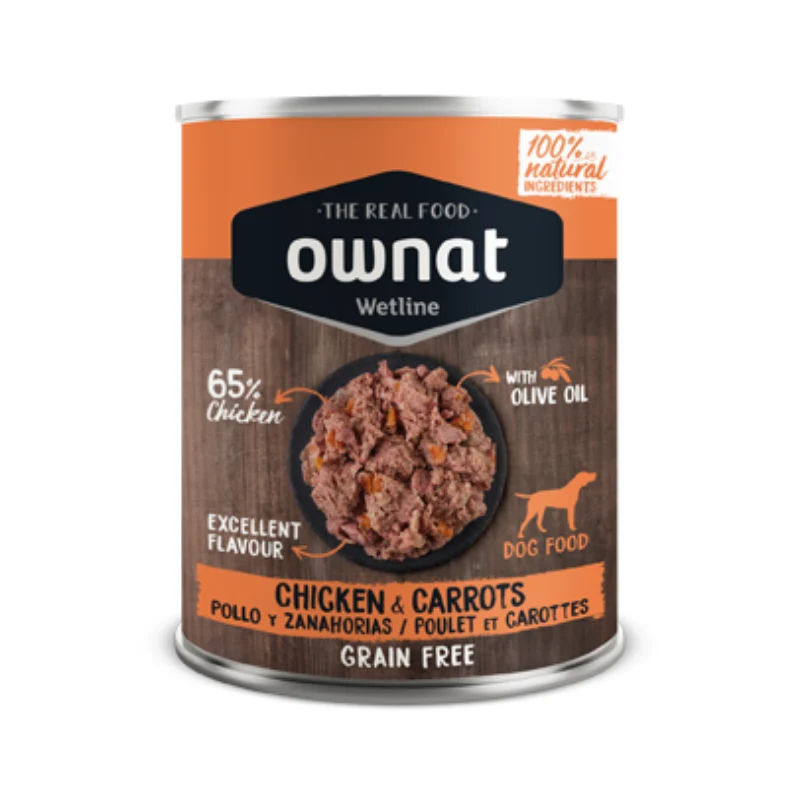 OWNAT COMIDA HUMEDA PERROS POLLO Y ZANAHORIAS GRAIN FREE 12 X 395 G