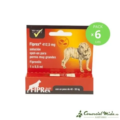 Fiprex XL 412,5 mg Fipronilo Pipeta Antiparasitaria para Perros Gigantes (40-55 kg)