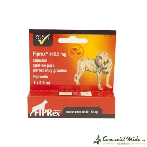 Fiprex XL 412,5 mg Fipronilo Pipeta Antiparasitaria para Perros Gigantes (40-55 kg)