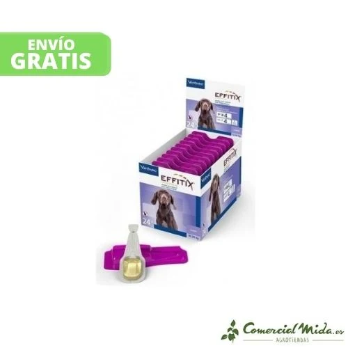 Pipetas VIRBAC EFFITIX M para Perros Medianos de 10 a 20 kg - Fipronilo y Permetrina (4 o 24 uds)