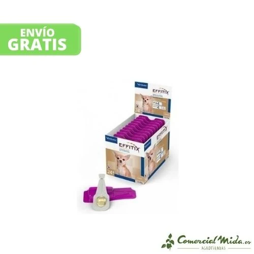Pipetas VIRBAC EFFITIX XS para Perros de 1,5 a 4 kg - Fipronilo y Permetrina (4 o 24 uds)