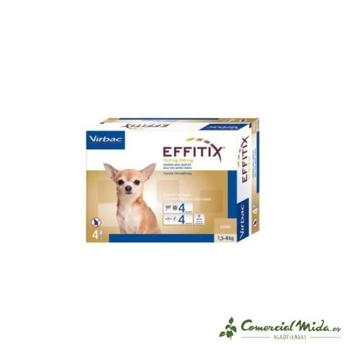 Pipetas VIRBAC EFFITIX XS para Perros de 1,5 a 4 kg - Fipronilo y Permetrina (4 o 24 uds)