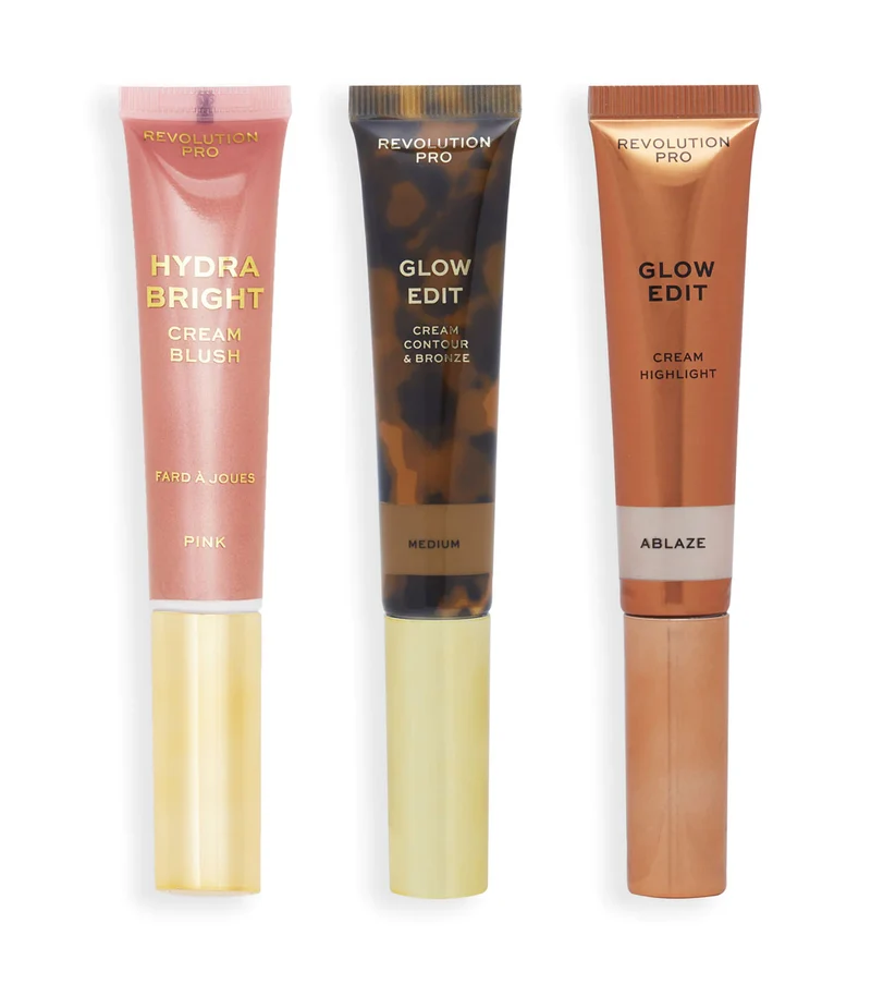 Revolution Pro Glow Edit Conjunto Cream Wand Medium – Contorno, Blush & Iluminador