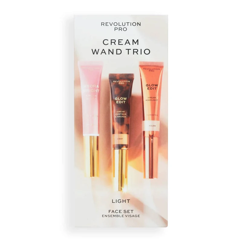 Revolution Pro Glow Edit Conjunto Cream Wand Medium – Contorno, Blush & Iluminador