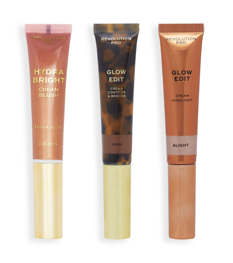Revolution Pro Glow Edit Conjunto Cream Wand Dark – Contorno, Blush & Iluminador