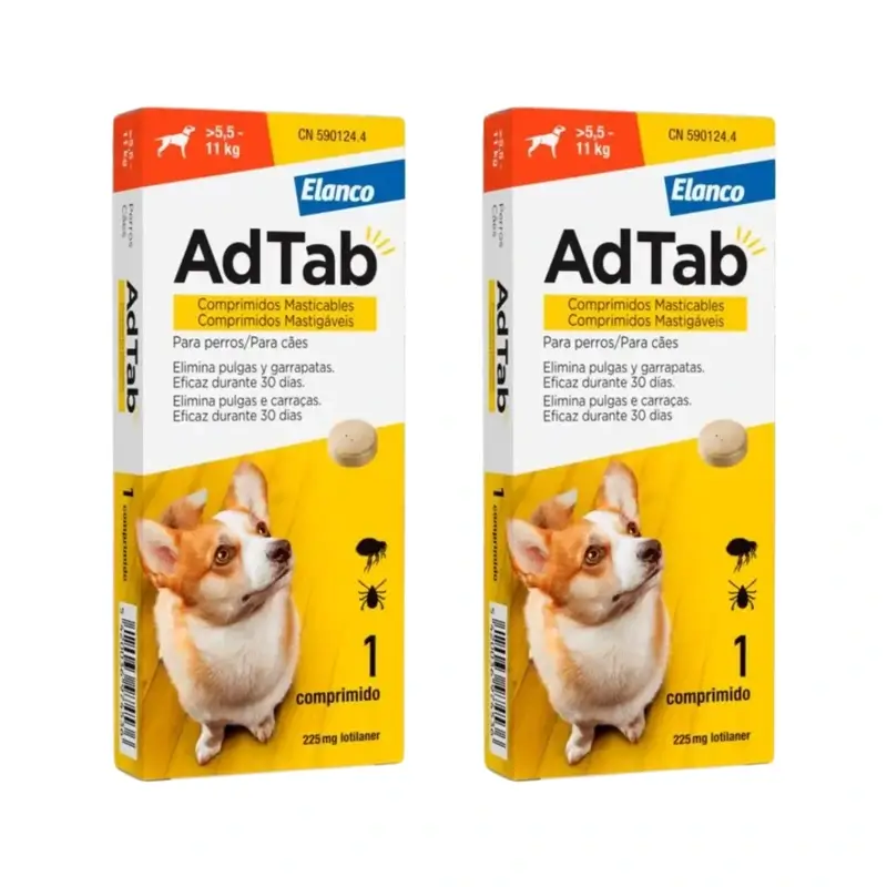 Adtab 225Mg Comprimidos Masticables Perros 5,5-11Kg, 2 Comprimidos