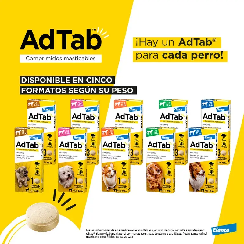 Adtab 225Mg Comprimidos Masticables Perros 5,5-11Kg, 2 Comprimidos