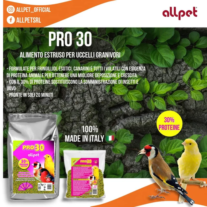 Le Gocce Pro30 900 gramos (sustituto de semillas germinadas, color verde amarillento) 30% Proteína - AllPet