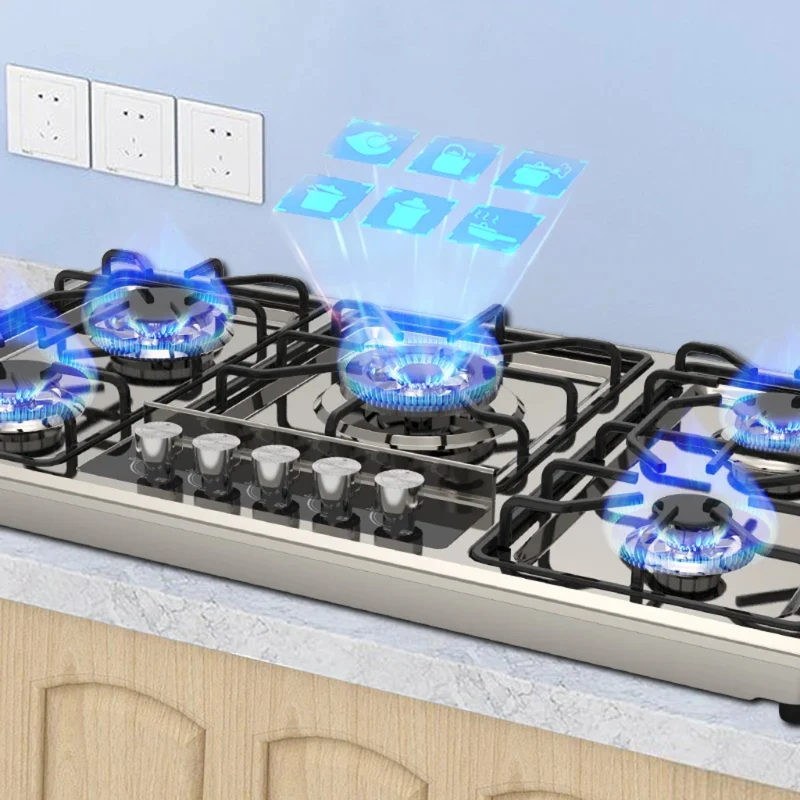 Winning Star Plantilla de Gas Acero Inoxidable 5 Quemadores, ST-5661