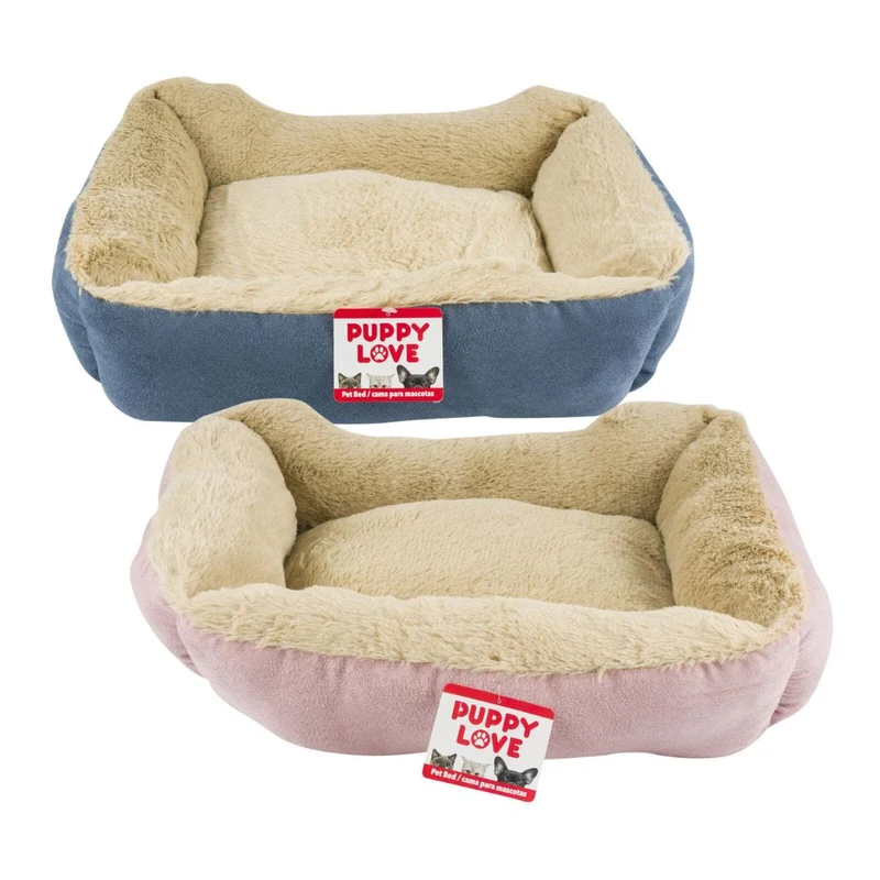 Puppy Love Cama Rectangular Terciopelo y Plush para Mascotas 19.7", 45207