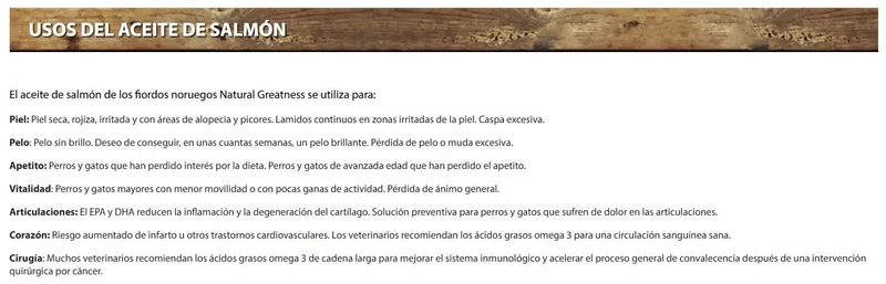 🐟 Natural Greatness Aceite de Salmón para Perros y Gatos | Piel, Pelo y Salud Articular