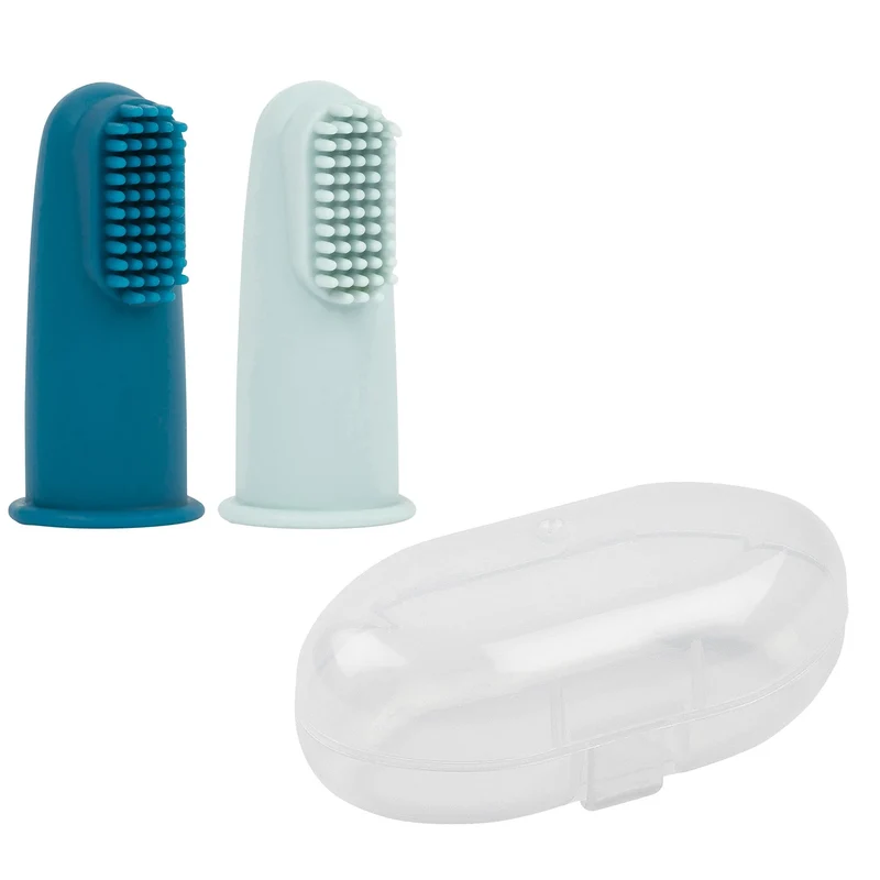 Nattou Escovas de Dentes Silicone com Estojo Azul