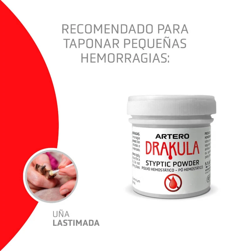 Artero Polvo Hemostático Drakula | Corta hemorragias para perros