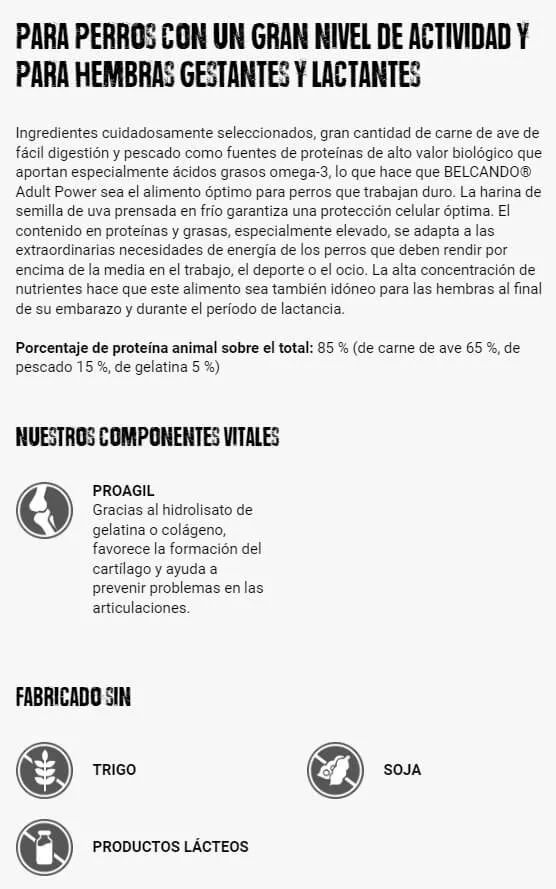 🦴 BELCANDO Adult Power | Pienso para perros activos, hembras gestantes y lactantes – Alta energía y proteínas
